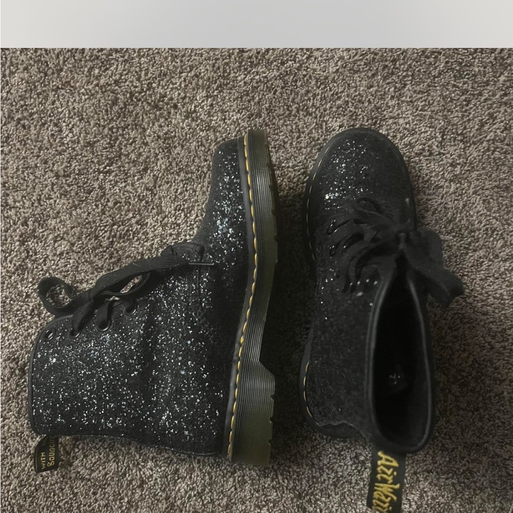 Dr. Martens Black Glitter Combat Boots